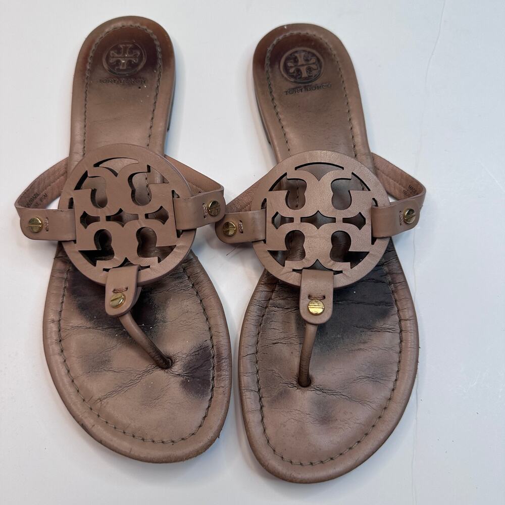 Tory Burch Tan Miller Logo Sandal